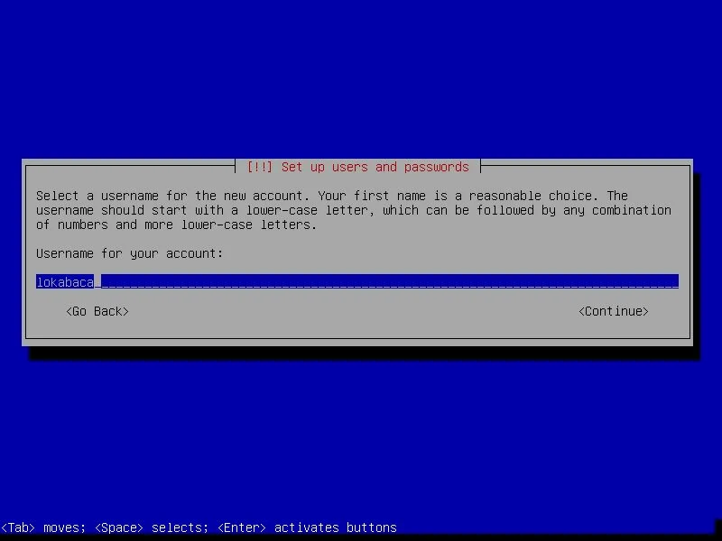 Menentukan username akun pengguna lokal pada Debian 11