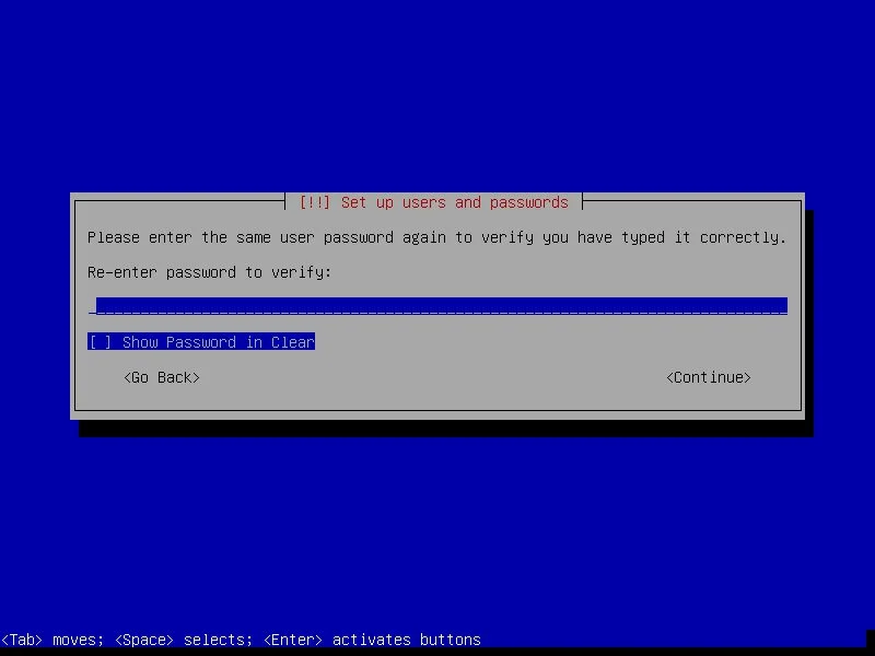 Verifikasi ulang kata sandi pengguna lokal Debian 11