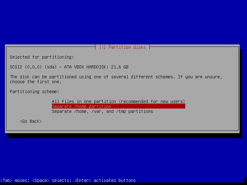 Menentukan skema struktur partisi file system pada Debian 11