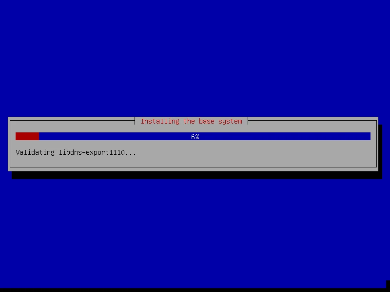 Proses pemasangan paket sistem dasar base system Debian 11