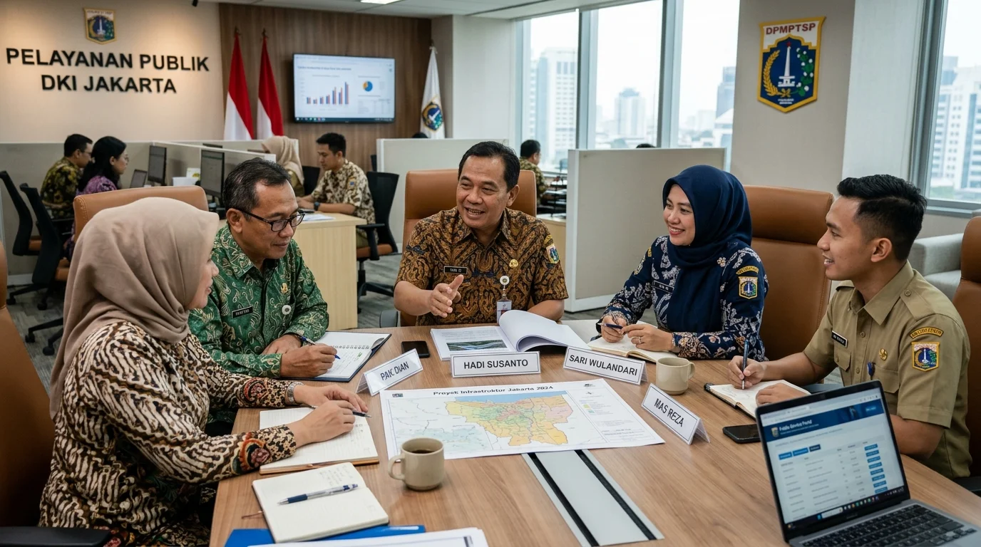 Rapat koordinasi dan kolaborasi pegawai aparatur sipil negara di instansi publik