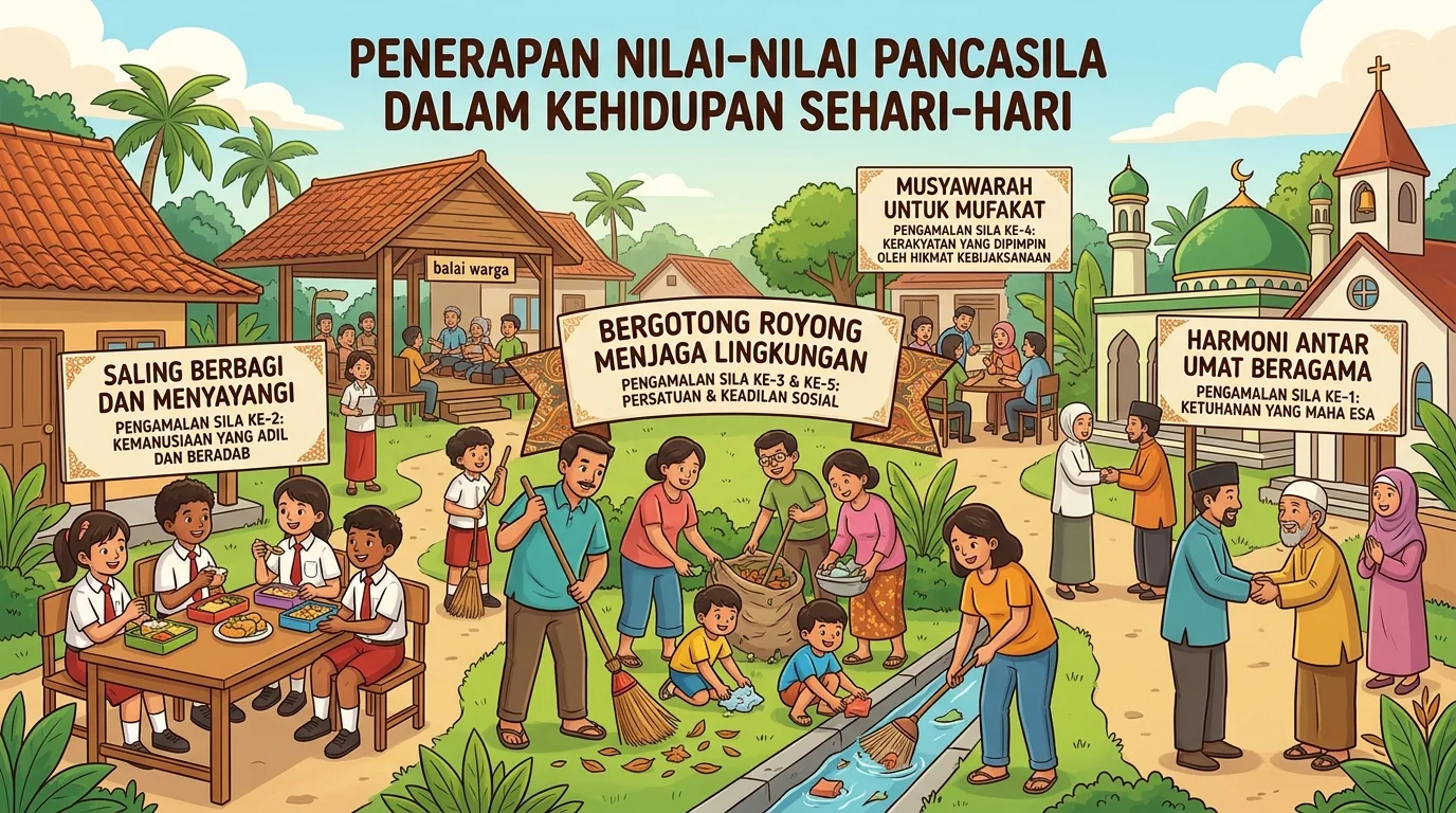 Ilustrasi Penerapan Nilai Pancasila dalam Kehidupan Sehari-hari di Masyarakat