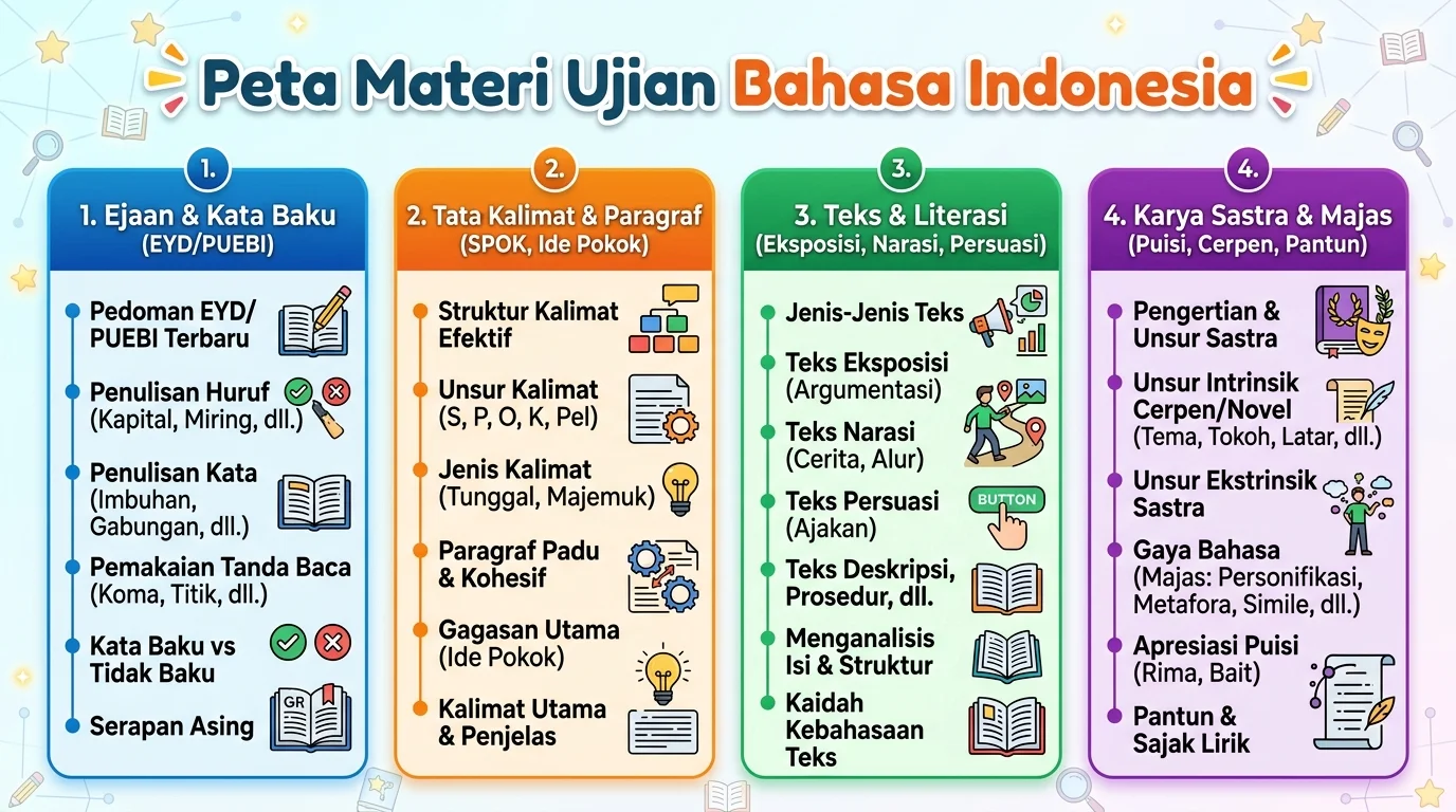 Peta Materi Ujian Contoh Soal Bahasa Indonesia Lengkap