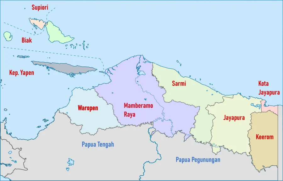 Peta Wilayah Pemekaran 6 Provinsi Baru di Papua Indonesia