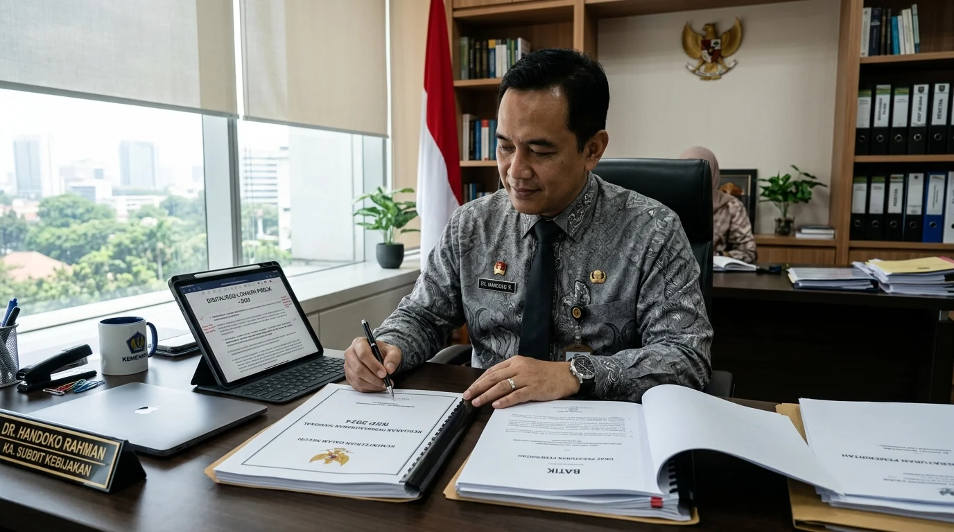 Pejabat aparatur negara menelaah berkas regulasi dan kebijakan gaji PPPK terbaru